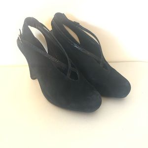 Faryl Robin Vicky Suede Sling Pump Black 8 1/2
